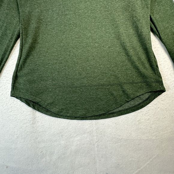 Hiyiyezi Sweatshirt Women Green Small Long Sleeve Crew Neck Pullover Curved Hem - Picture 5 of 8